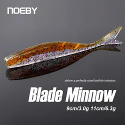NOEBY 9cm 11cm Blade Minnow Dart Worm Soft Bait Silicone Artificial Bait Saltwater Freshwater Sea Bass Artificial Tackle