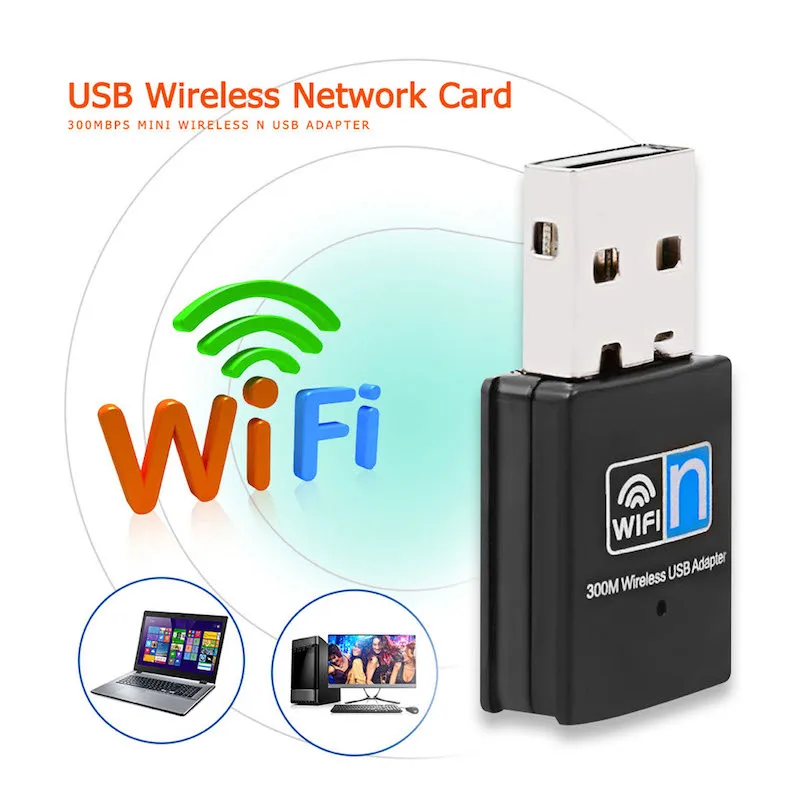 USB 2.0 WiFi Adapter 300M 2.4GHz WiFi Antenna RTL8192 Dual Band 802.11b/n/g Mini Wireless Computer Laptops Network Card