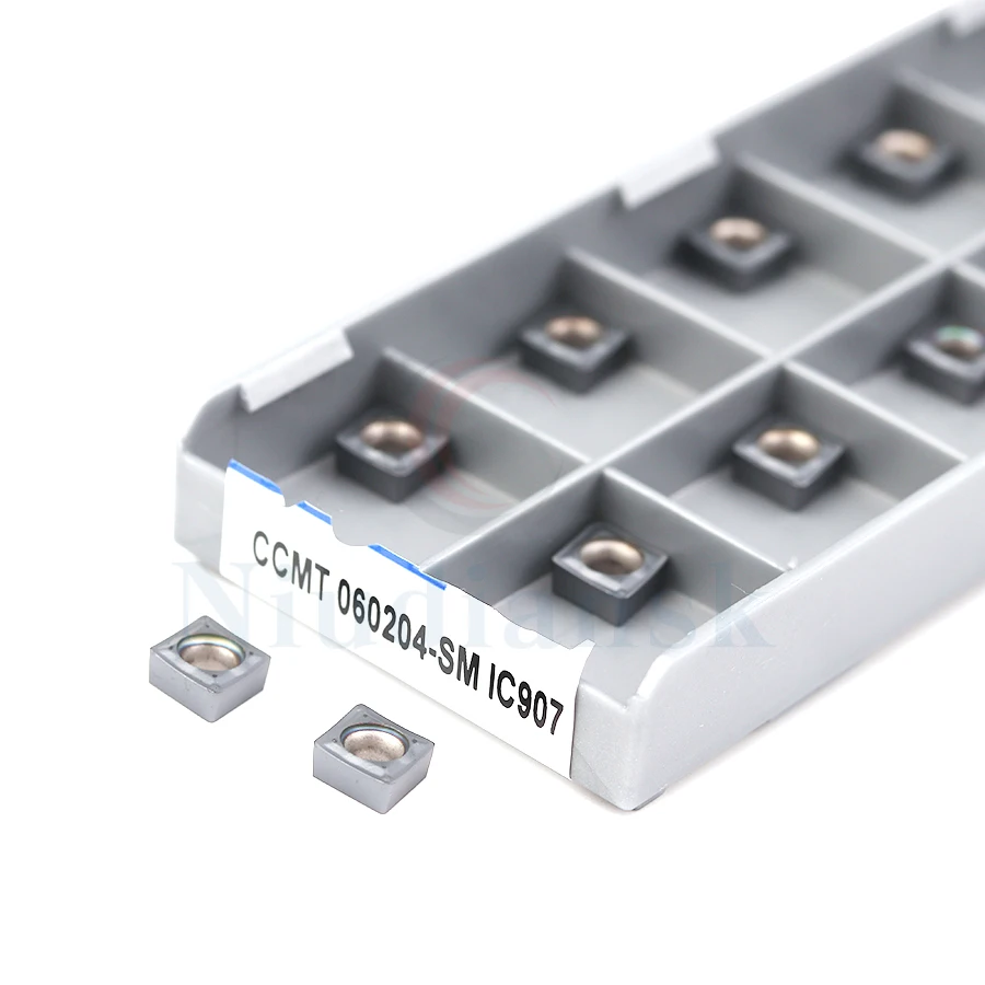 10Pcs CCMT060204-SM IC907 CCMT060204-SM IC908ภายในเครื่องมือตัดคาร์ไบด์แทรกเครื่องกลึง CNC เครื่องมือสวมใส่ใส่