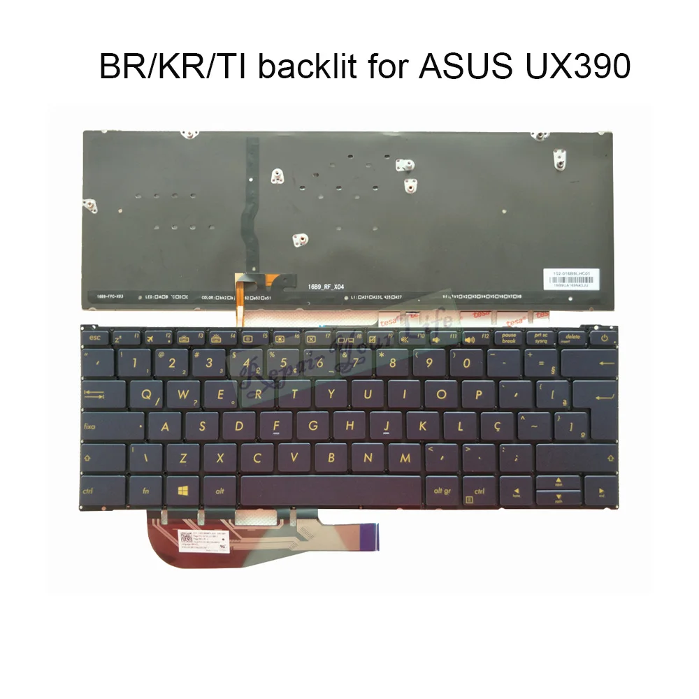 UX390 Korean Brazilian Thailand Backlight keyboard for ASUS ZenBook UX390U UX390UA UX390UAK notebook backlit Keyboards ASM16B9