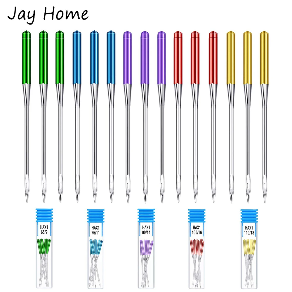 15Pcs Sewing Machine Needles 65/9 75/11 90/14 100/16 110/18 Universal Regular Point Machine Needles for DIY Stitching Embroidery