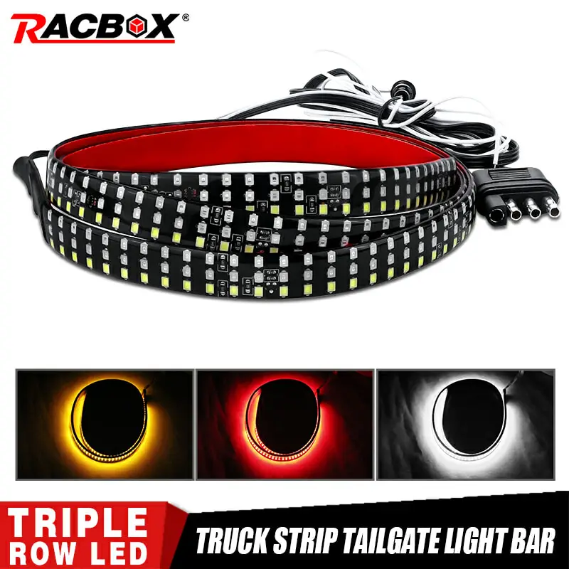 Truck Tailgate LED Strip Light Bar 48 inch 1.2M Triple Row 6-Function Reverse Brake Turn Signal Lights For Jeep Dodge Pickup SUV