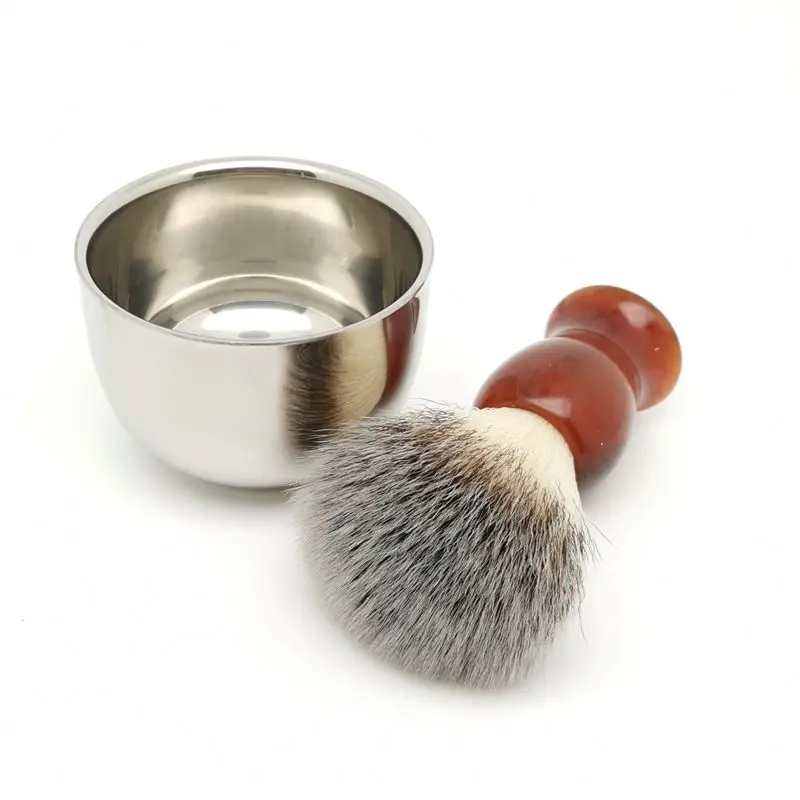 TEYO Man Synthetic Shaving Brush and Shaving Cup Set Perfect for Wet Shave Double Edge Razor Safety Razor