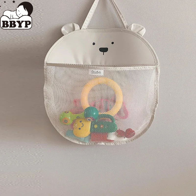 

Baby bathroom mesh bag for bath toys bag kids basket toys net cartoon animal Bear Dog waterproof cloth sand toys beach storage