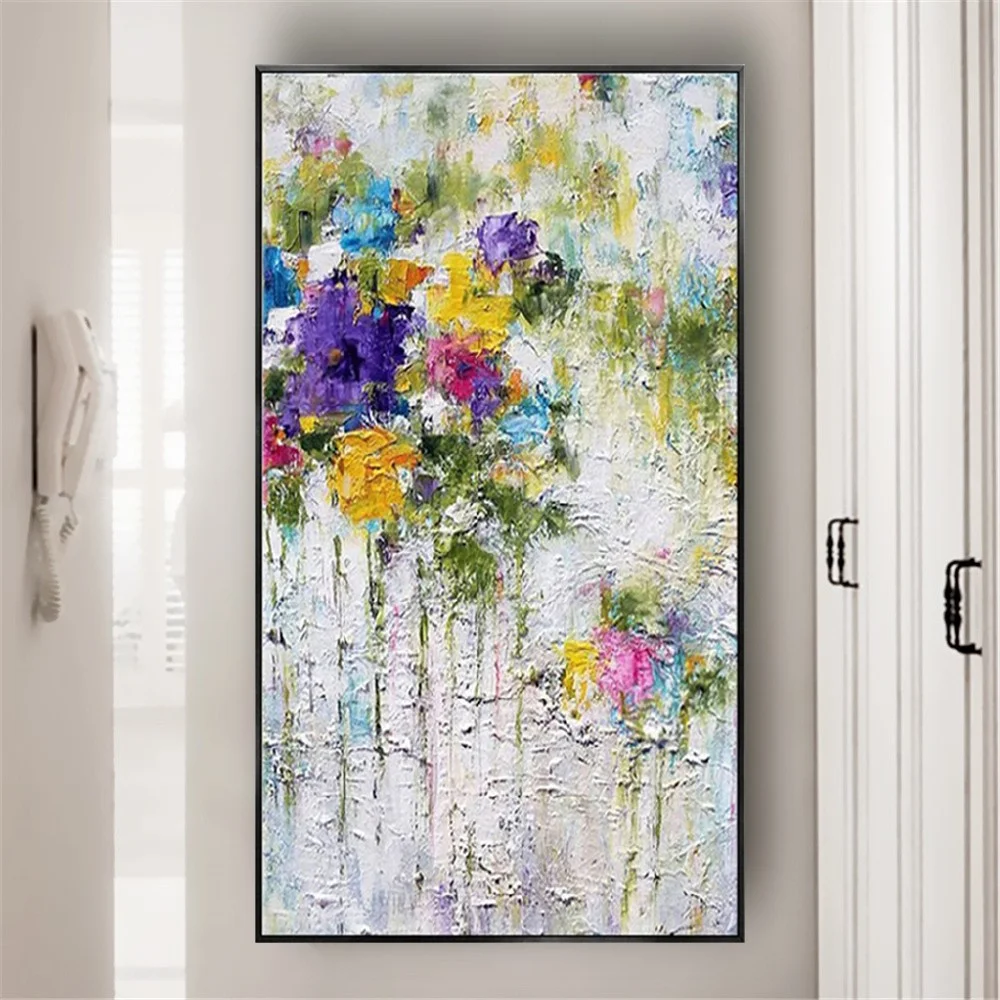Abstract home Canvas Decor Paint 100% Hand Painted Palette Knife Flowers Oil Painting Modern Decor art Floral Pictures Wall Art