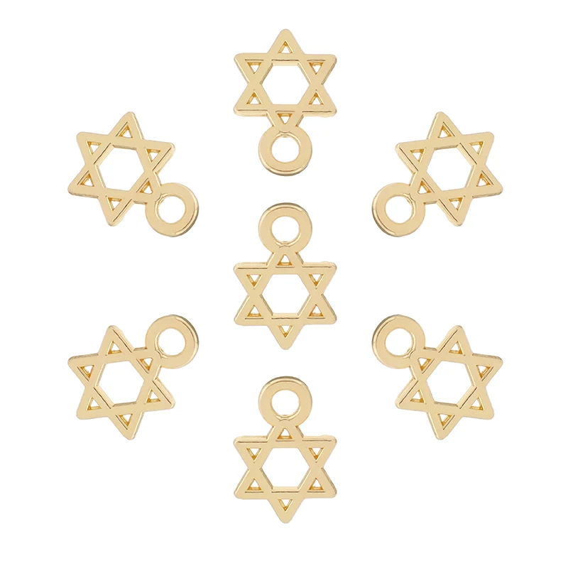 20 x Gold Color Star Of David Charms Pendants Beads for DIY Bracelet Earrings Jewelry Making Accessories 12x8mm