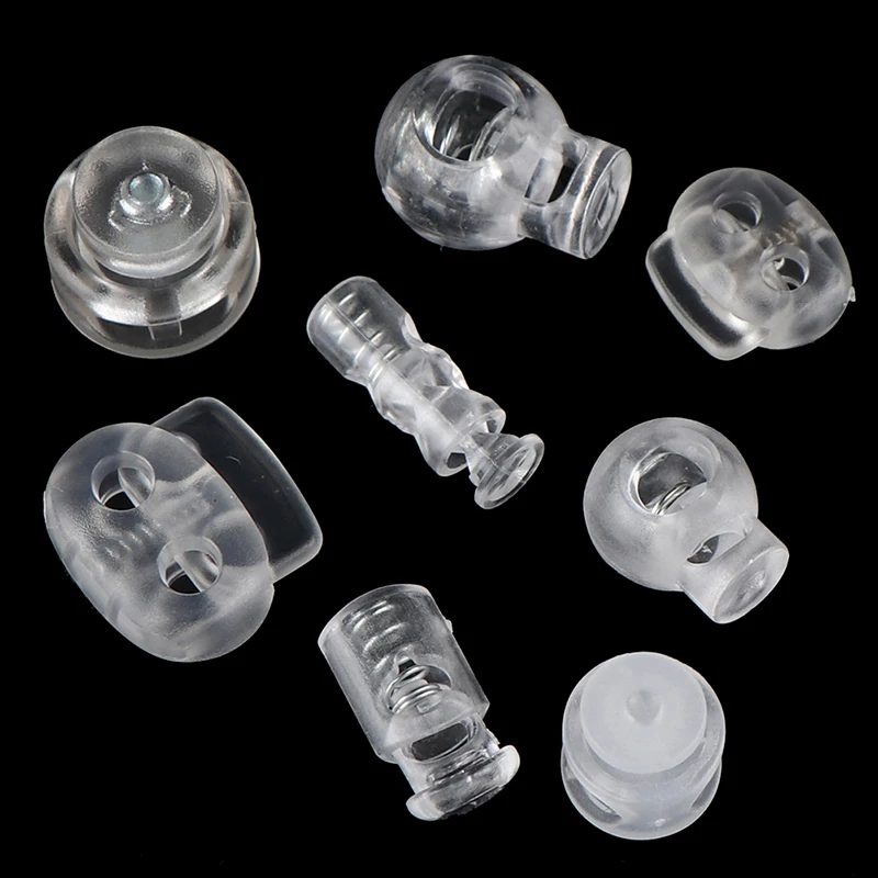 10pcs Transparent Cord Lock Plastic Stopper Cord Ends Toggles Clip Buckle Frost Shoelace Sportswear DIY Bag Shoes Accessories