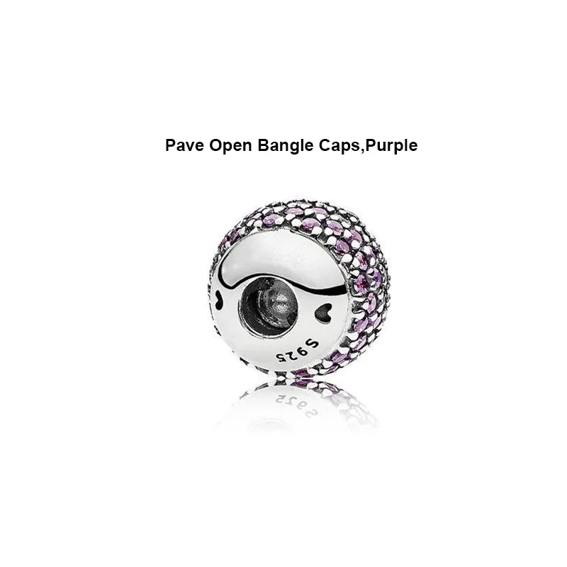 Cappuccio intercambiabile In argento Sterling 925 rosa viola pavimenta i cappucci aperti adatti agli accessori originali