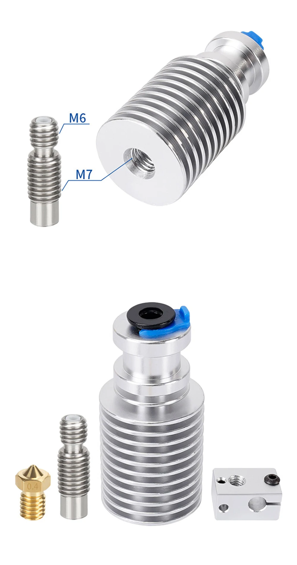 E3D V6 Hotend + Bimetal Heatbreak for V6 Prusa Voron Remote Short Direct Heat Sink Range 1.75MM for Feeding 3D Printer Extruder