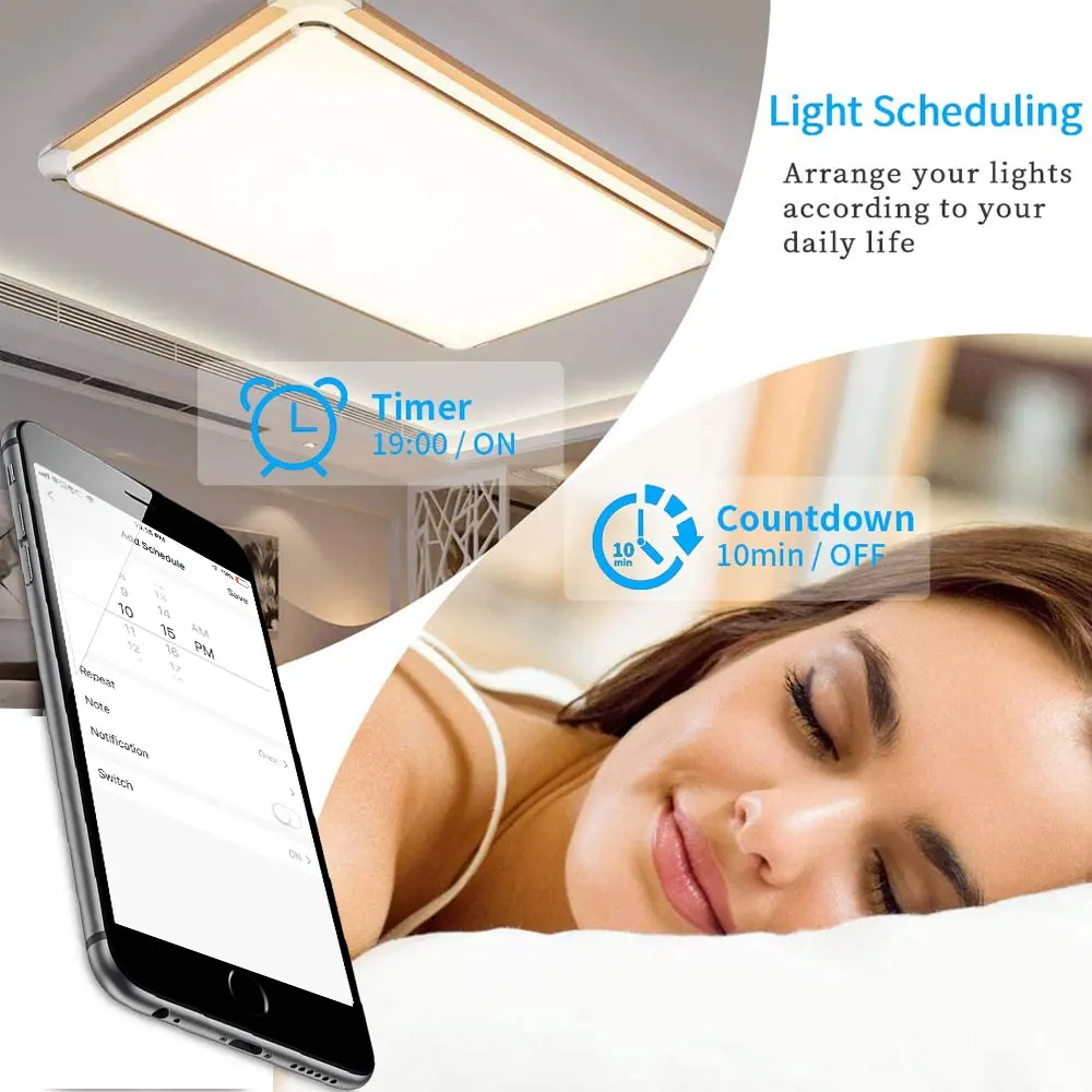 Interruptor táctil de luz Led para pared, 1/2/3/4 entradas, 1 vía, WiFi, para Google Home, Alexa, Control por voz, estándar de EE. UU.