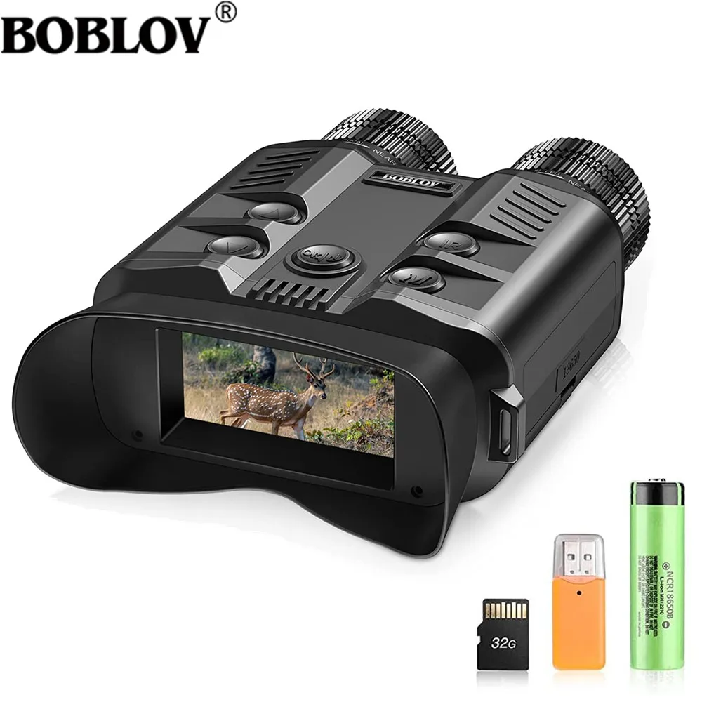 Night Vision Binoculars 1080P 500M 5X Optical Full Dark Digital IR Telescope 32GB 3' Screen Photo Video Recording Hunting Camera