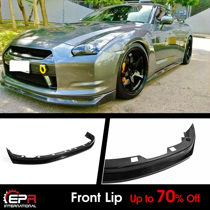 

For Nissan R35 08-12 GTR ZL Style Carbon Glossy Front Lip Bumper Splitter Under spoiler Exterior Body kits (Pre-facelift)