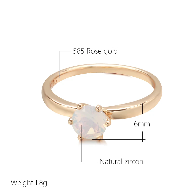 Kinel New 585 Rose Gold Ring for Women Fasion White Natural Zircon Ring Simple Fashion Wedding Jewelry Russia Accessories