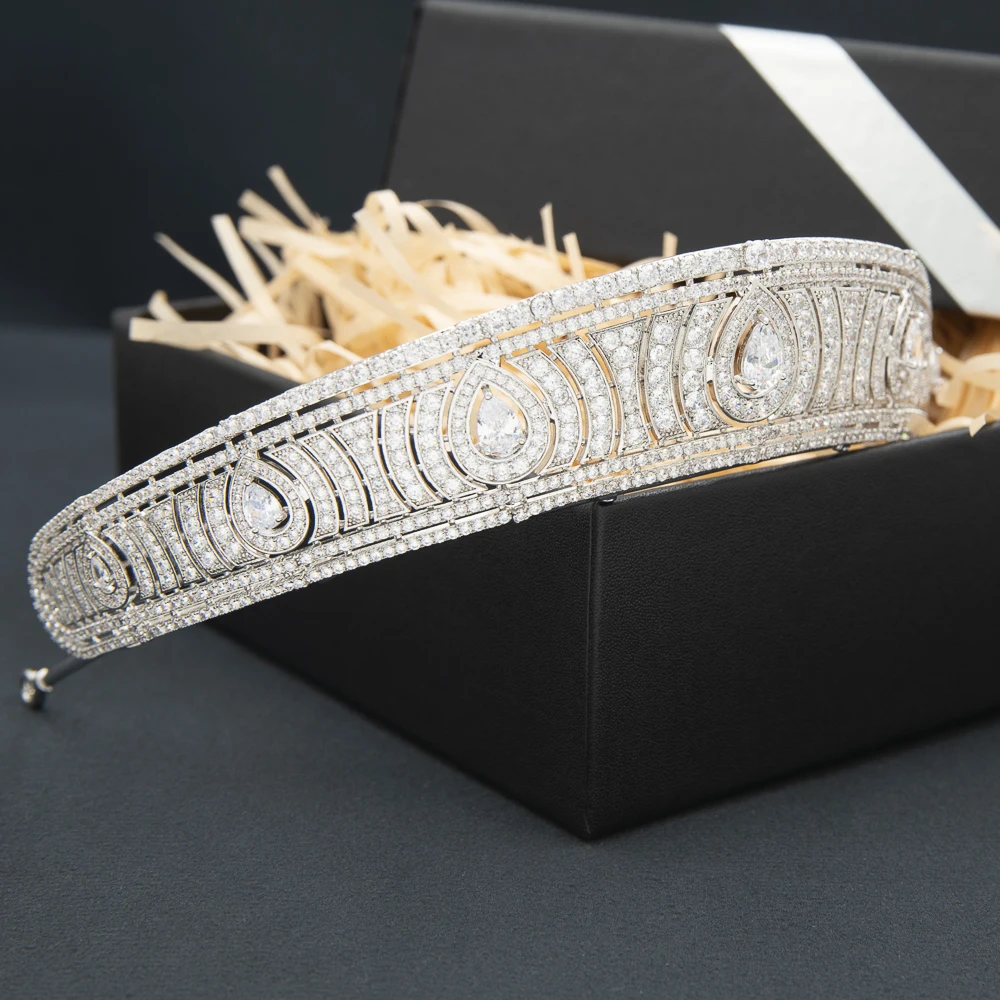Classic Zirconia Royal Replica Tiara for Wedding,Crystal Princess Tiaras Diadem for Girl,Prom,Party Head Jewelry CH10366