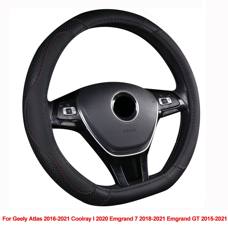 D Type Steering Wheel Cover Wrap For Geely Atlas 2016 - 2021 Coolray I 2020 2021 Emgrand 7 2018 - 2021 Emgrand GT 2015- 2021