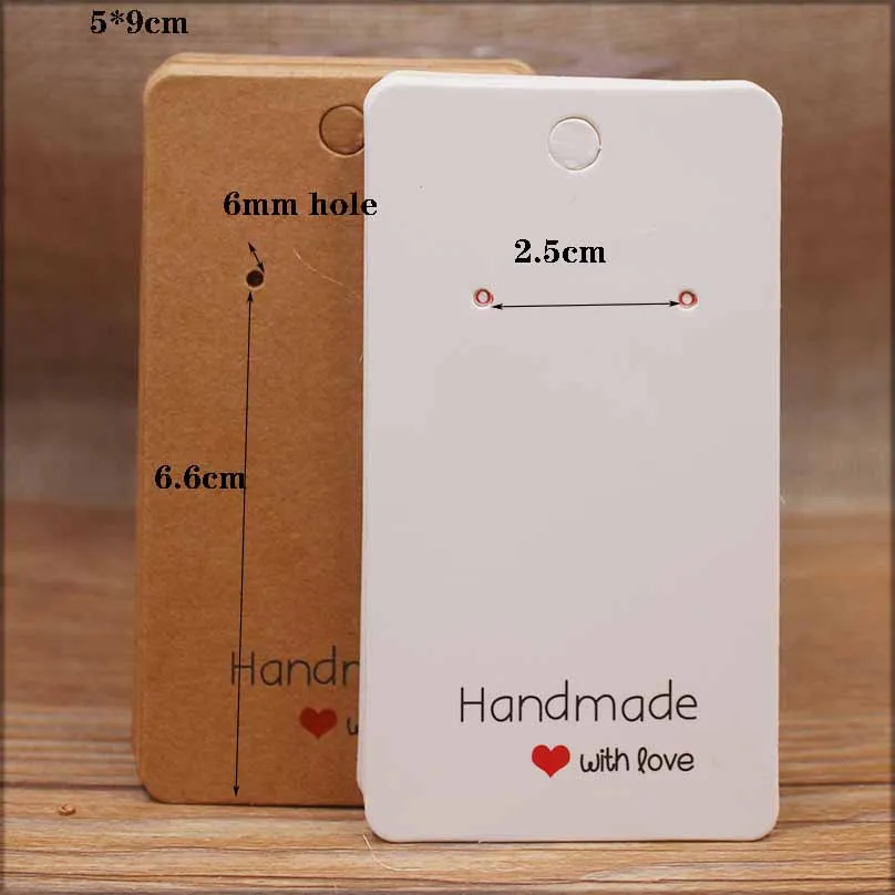50pcPaper earrring Handmade style earring card 5x5cm/3x3cm /5x9cm /5x6.5cm /5x7cm brown /white DIY Jewelry package card