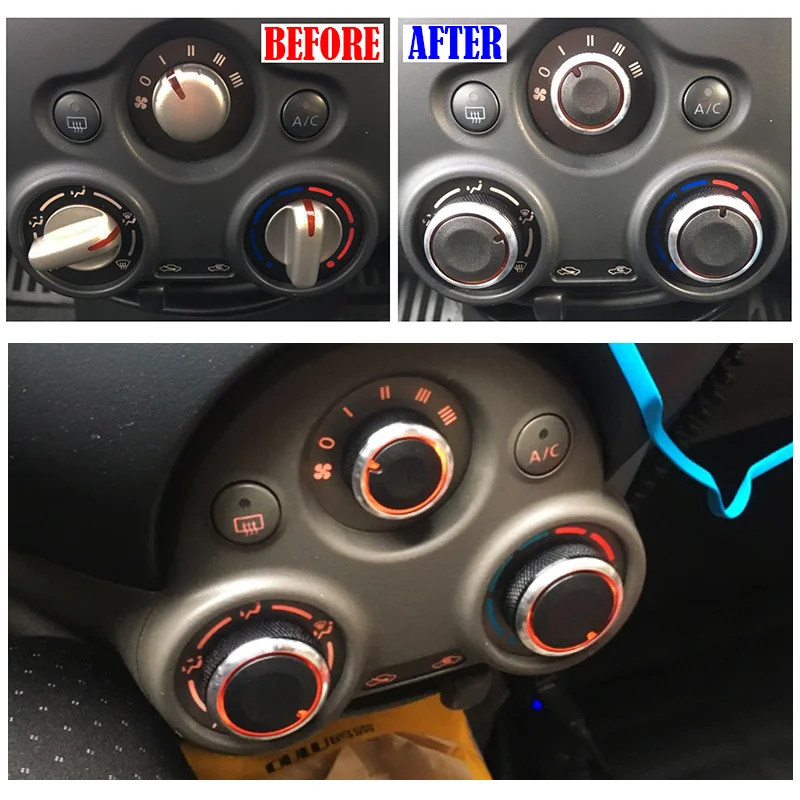 Car AC Heater Climate Control Knob Panel Switch Knobs Air-con Buttons Dials For Nissan March K13 Sunny N17 2011-2017