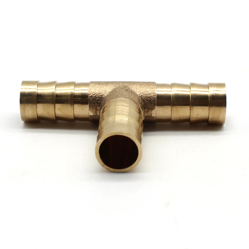 DEFT T-Shape Brass Tee Barb Hose Fittings 6mm 8mm 10mm 12mm 3 Way Hose Tube Barb Copper Barbed Coupling Connector Adapter