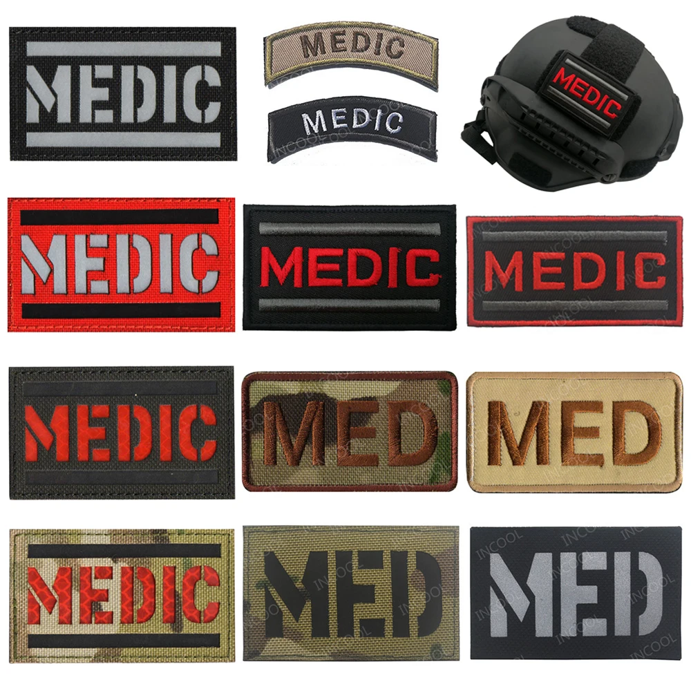 MEDIC Embroidered Patch IR Reflective Glow in Dark Patches Medical MED EMT PARAMEDIC PVC Rubber Patch For Clothing