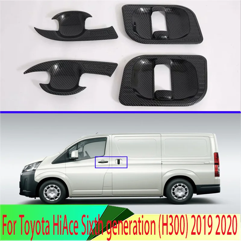 For Toyota HiAce Sixth generation (H300) 2019 2020 Carbon Fiber Style Door Handle Bowl Cover Cup Cavity Trim