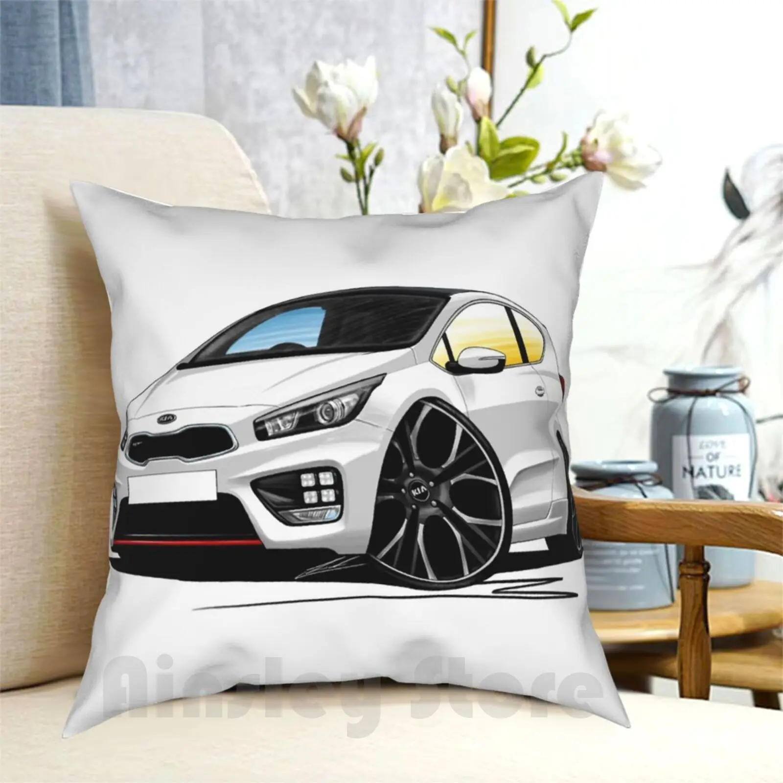 Kia Pro Ceed Gt White Pillow Case Printed Home Soft DIY Pillow cover Kia Ceed Proceed Gt Ceed Gt White Car Sports Car Hot