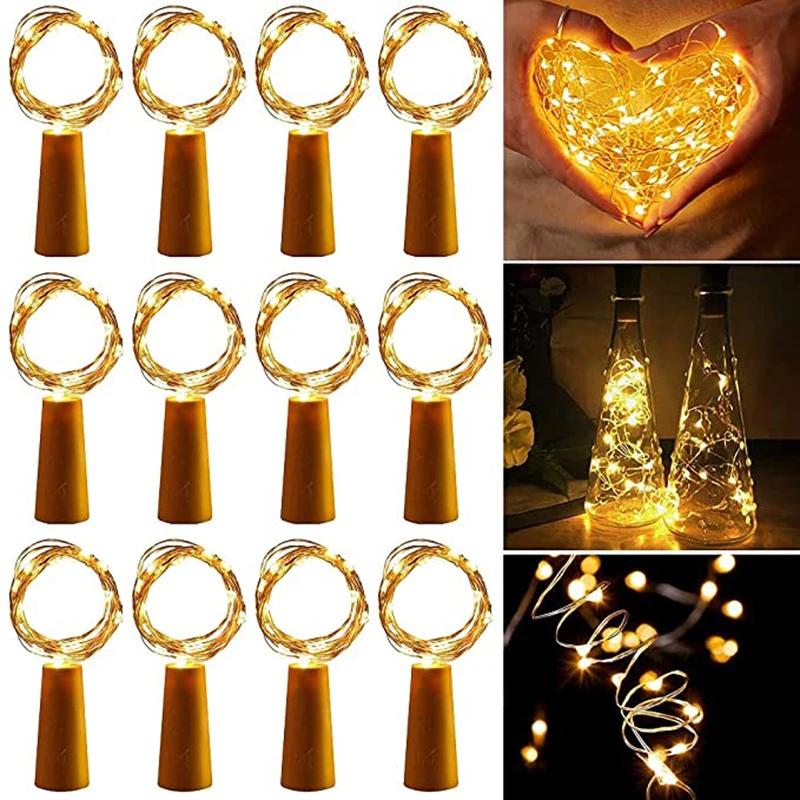 

Battery-powered 2M 20 LEDS Bottle Stopper Lamp String Copper Wire Fairy Light String Wedding Holiday Home Garden Decor