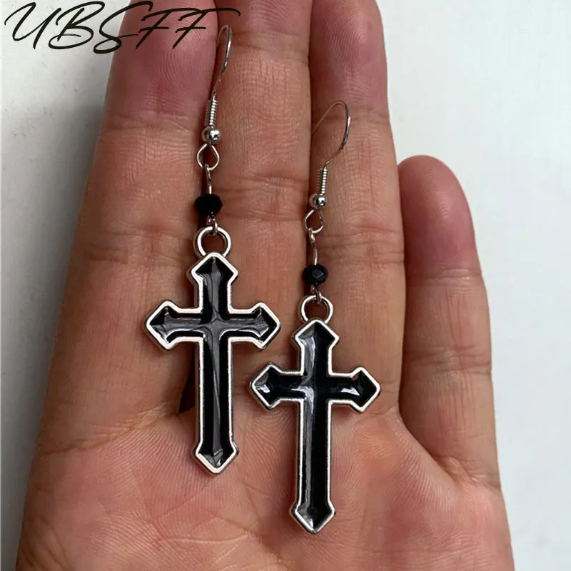 2021 Hot Sale Enamel Dripping Oil Simple Catholicism Crosses Earring Charm for DIY Creative Earring Jewelry Findings