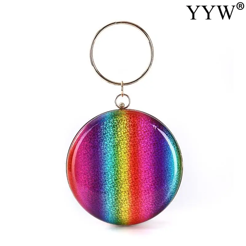 

Fashion Rainbow Box Evening Bag Diamonds Bohemian Style Day Clutch For Party Dinner Handbags Purse Jelly Chain Shoulder Bags