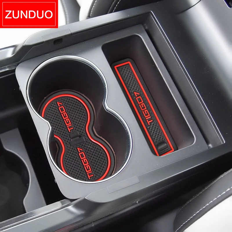 ZUNDUO Anti-Slip Gate Slot Cup Mat for Chery Tiggo 7 Pro 2023-2020 Non-slip Pad Interior Accessories Rubber