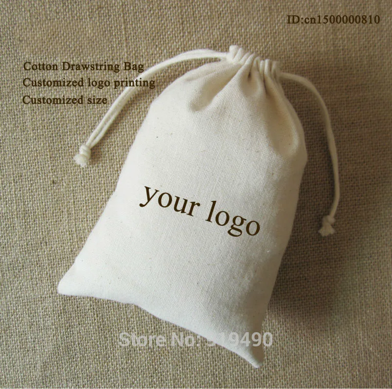 

20PCS Cotton Canvas Gift Bags Packaging Jewelry Cosmetic Makeup Canvas Drawstring Pouches Party Gift Packages Sachet Print Logo