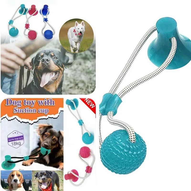 10PcsMultifunction Pet Molar Bite Toy Dog Interactive Suction Cup Elastic Ropes Dog Tooth Cleaning Chewing Playing IQ Treat Toys