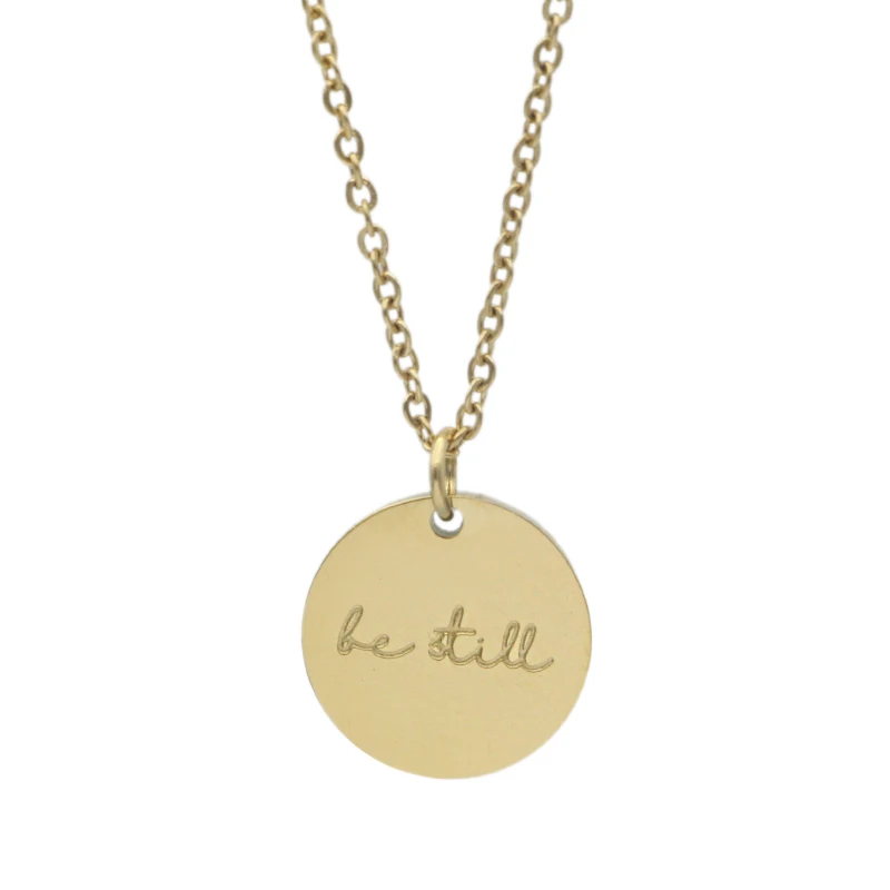 PSALM 46:10 WERDEN NOCH Religiöse Inspiration Positive Charme Edelstahl Gold Überzogene Halskette Minimalist Christian Schmuck Geschenk