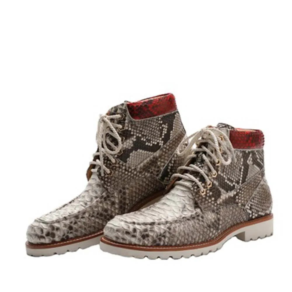 

dae Spring 2023 new python skin men's leather men shoes high top men's Martin boots British style casual male boots snake skin