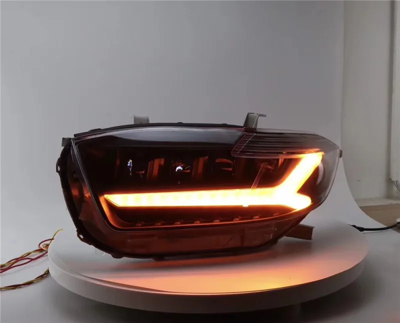 exterior auto accessories led drl headlight assembly front lamps with turn signal lights fit for toyota highlander 2008-11 lamp