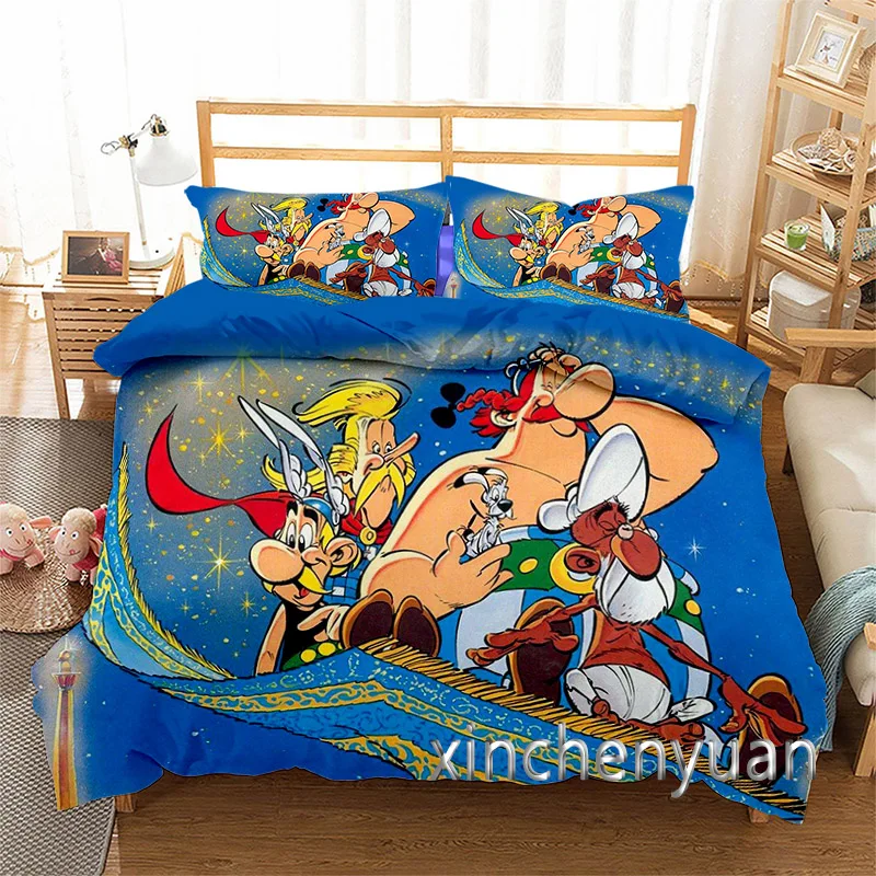 Anime Asterix And Obelix 3D Printed Duvet Cover Set Twin Full Queen King Size Bedding Set Bed Linens Bedclothes for Young K93