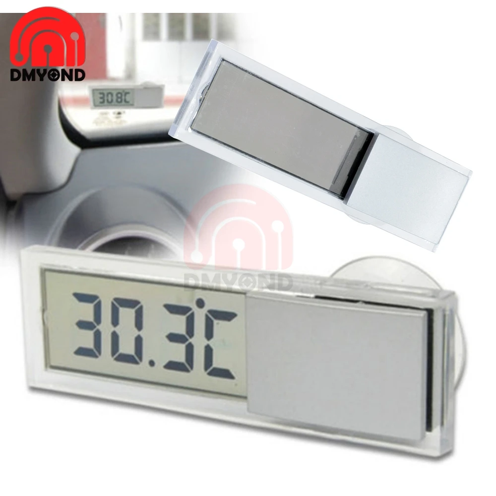 Mini LCD Digital Display Temperature Measuring Range -20 -110 Auto Car Thermometer With Suction Cup AG10 Button Cell Battery