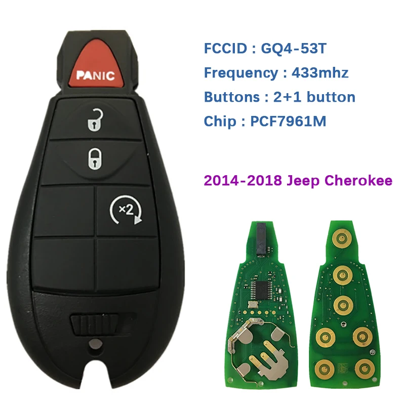 

CN086021 Origianl 4 Button Remote Fobik Key For Jeep Cherokee 2014- 2018 433Mhz FCCID Number GQ4-53T PCF7961M Chip