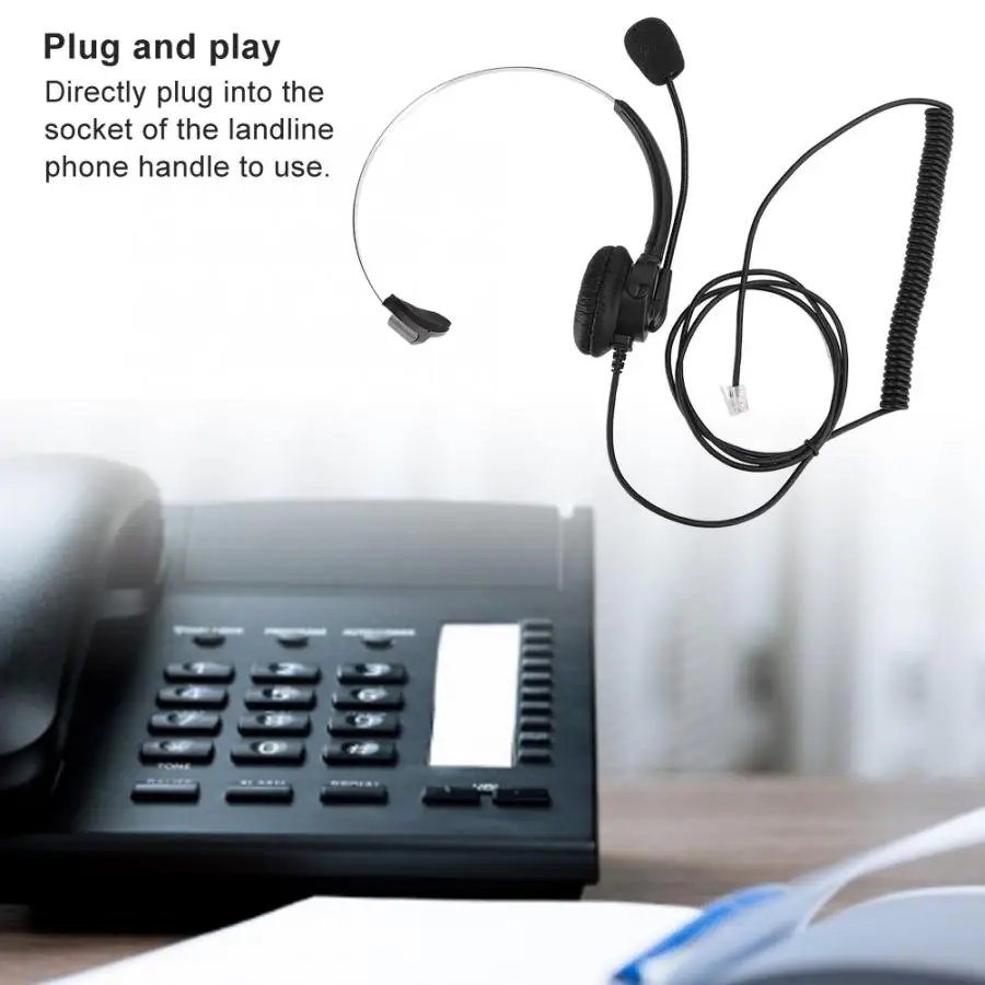 Headset Telephone Monaural Headset Landline Phone Headphone with Microphone for Home Use auriculares Wired headset for handle images - 6