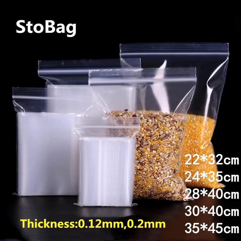 20pcs Thick Large Transparent Zip Lock Plastic Bags Reclosable Clear Clothing Bag Storage Bag Cloth Travel Waterproof Bag Food