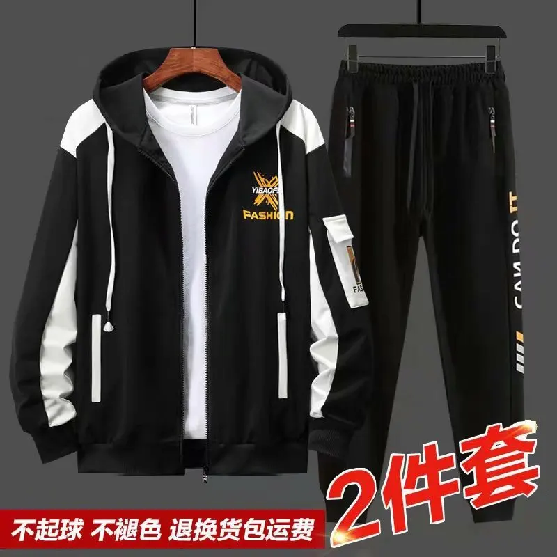 2021 Spring Autumn Men\'s Sets Korean Fashion Joggers Sets Men Casual Men Clothing Streetwear Hooded Tracksuit Men Two Piece Set