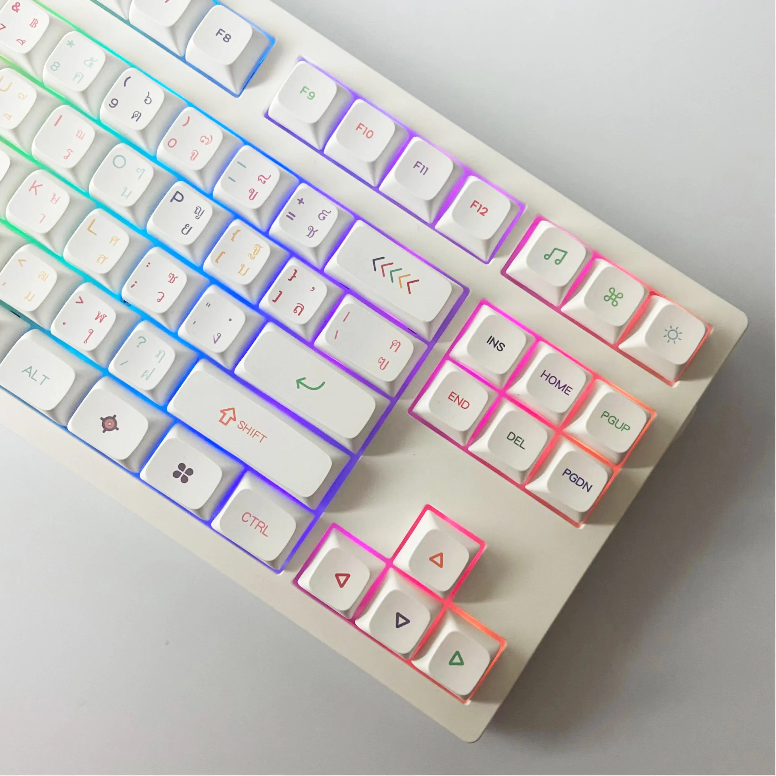 【Skyline】 الأصلي الجديد 127 مفتاح التايلاندية ضوء النيون Keycap XDA ارتفاع PBT التسامي Keycap صندوق