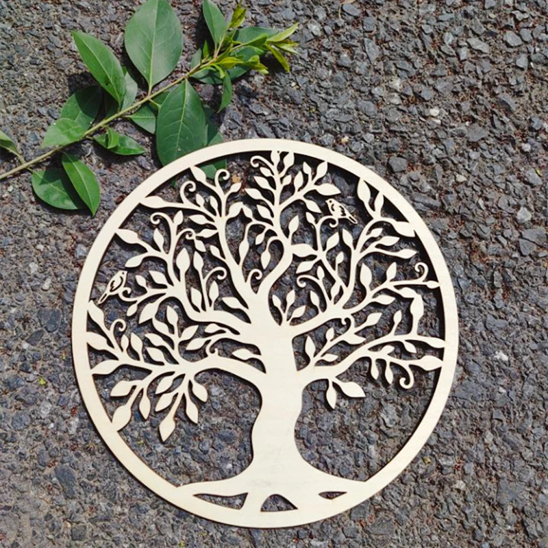 Wooden Sign Tree of Life Shape Laser Cut Wood Wall Art Home Decor Handmade Coasters Craft Making Sacred Geometry Home Ornament