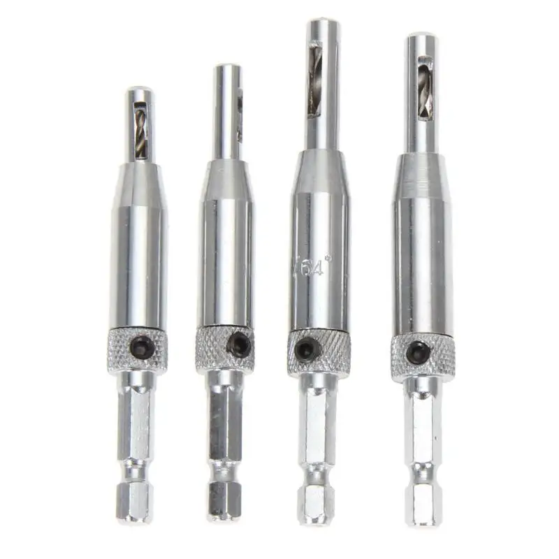 JUSTINLAU 4 HSS Tự Centering Bản Lề Khoan Bộ Cửa Tủ 5/64 "7/64" 9/64 "11/64" trung Tâm Mũi