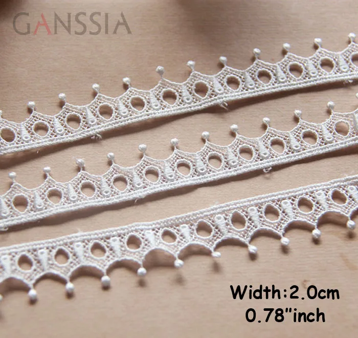 Width:2.0cm (0.80 inch) Exquisite Crown Design Water Soluble Lace Trims Embroidered Lace Handmade DIY Clothing(ss-681)