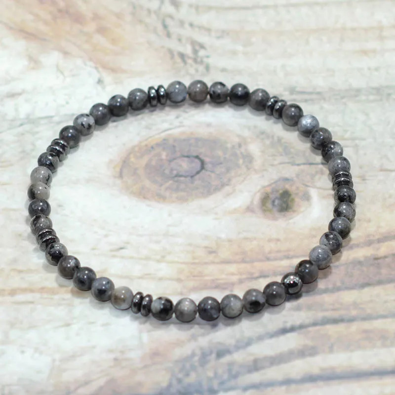 4mm Small Beaded Bracelet Men Natural Hematite Onyx Volcanic Rock Braslet Homme Charm Braclet Male Accessories Gift For Husband