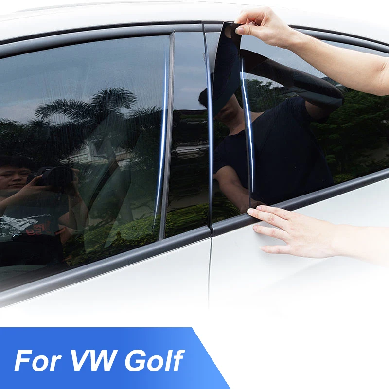 

Auto Window PC Black Mirror B Pillar Protection Sticker Trim Cover For VW Golf 6 7 8 Exterior Decoration Styling Car Accessories