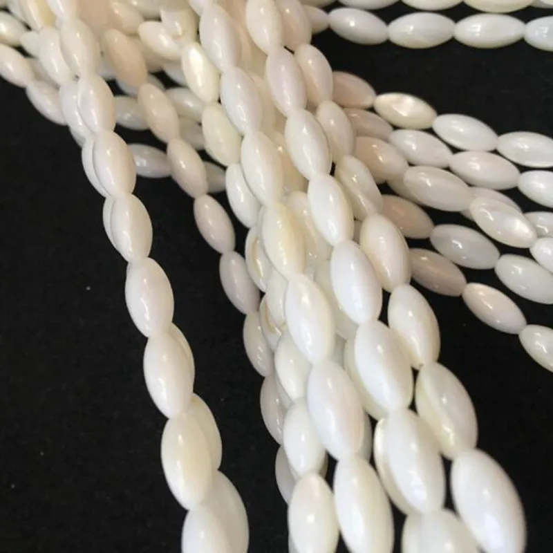 

Natural White Shell Stone Loose Beads 5x10mm Smooth Oval DIY Necklace Bracelet Jewelry Accessories 38cm wk303