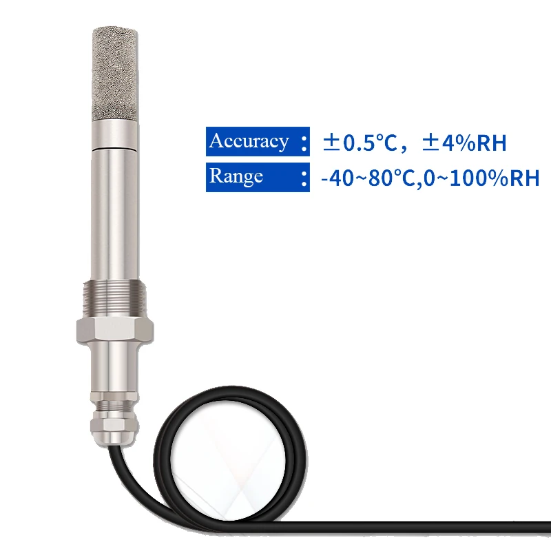 RS485-خيط لولبي 1/2 بوصة ، 40 ~ 80'C 0-100% ، مستشعر درجة الحرارة والرطوبة ، جهاز إرسال الإشارة مع علبة معدنية