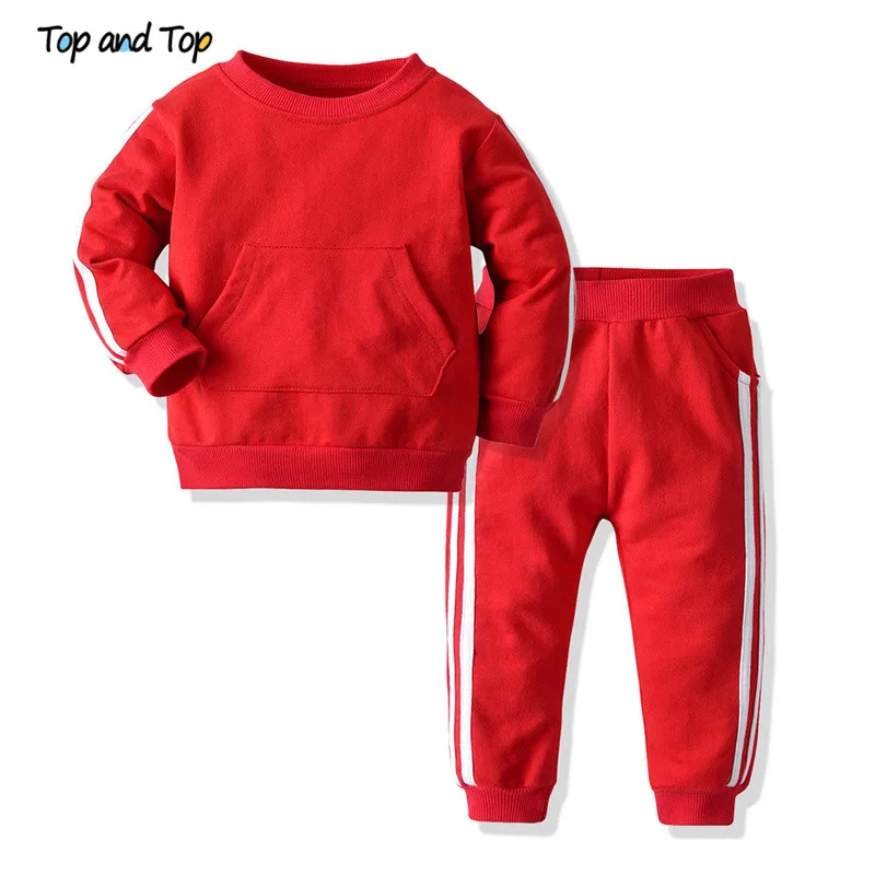 

Top and Top Baby Boys Girls Clothes Sets Newborn Long-sleeved Sweatshirt+Pants Striped Sport 2Pcs Suit Toddlers Casual Outfits