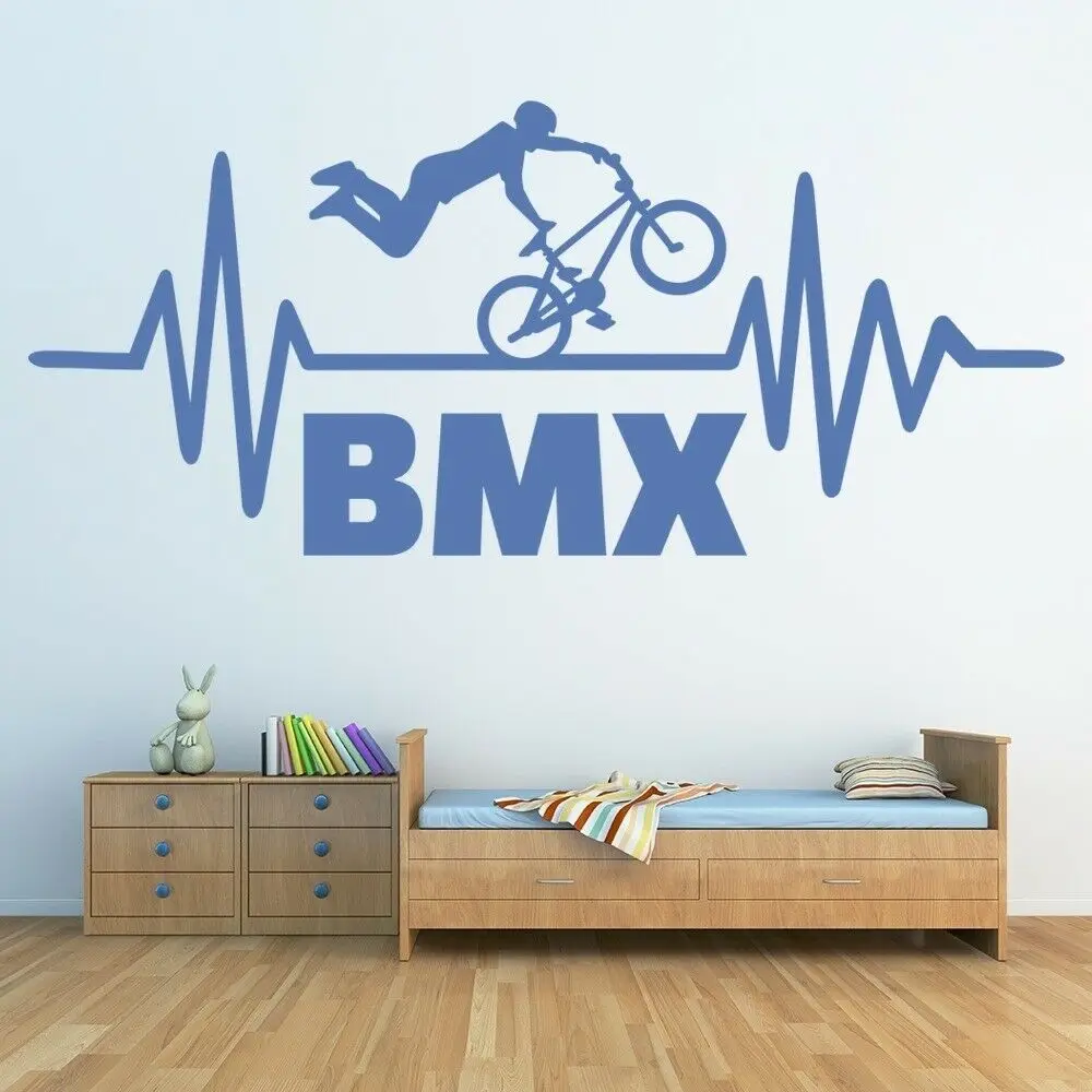 Mountain Bike Wall Decal BMX Extreme Sport Stunt Kids Bedroom Club Interior Decor Vinyl Window Stickers Creatives Wallpaper E370